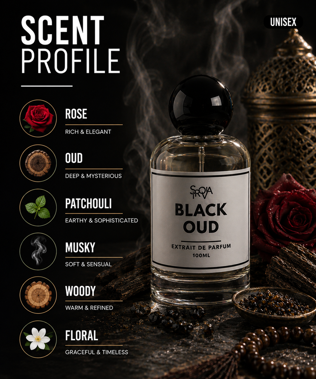 Sirovia Notes Black Oud  Intense Oud Perfume