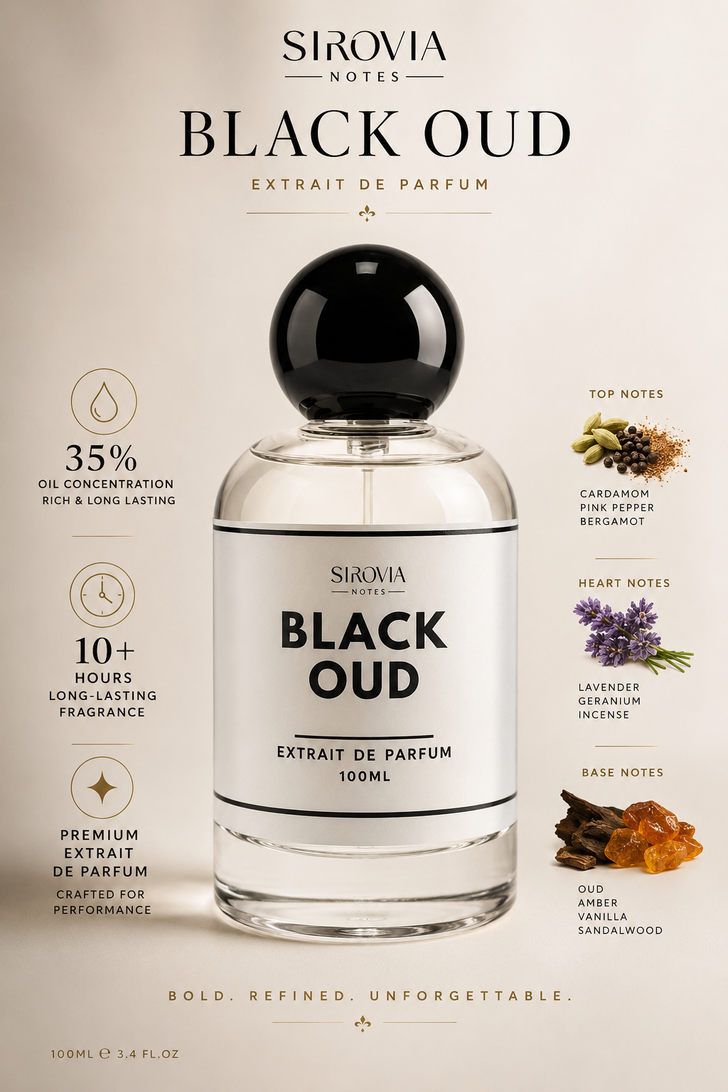 Sirovia Notes Black Oud  Intense Oud Perfume